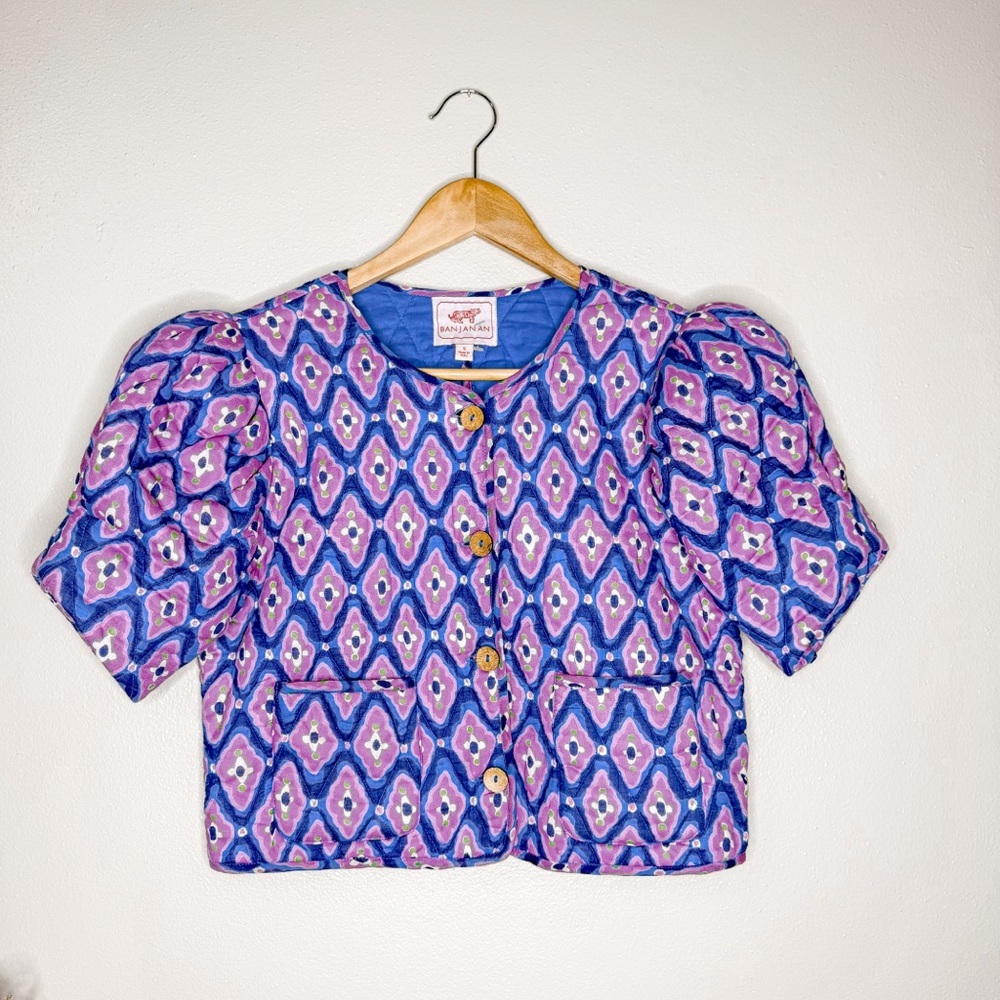 Banjanan | Short Sleeve Quilted Cotton Cropped Jacket Surreal Dream